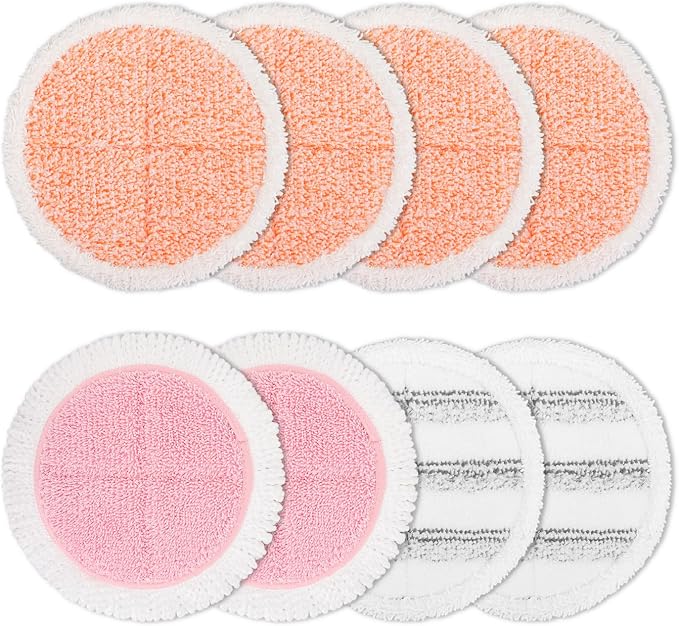 Electric Mop Pads, 6.3in Heavy Scrub Spin Mop Pads for Most Cordless Electric Spin Mop, Round Mop Replacement Pads for Floor Cleaning(8 Pack)