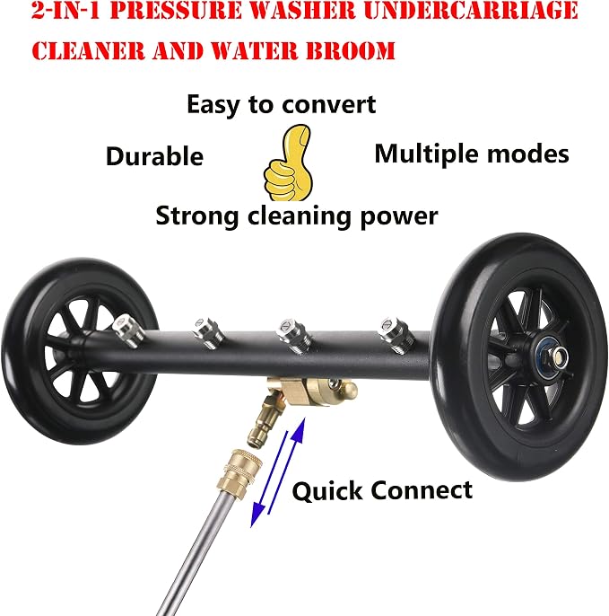 Tool Daily Dual-Function Undercarriage Cleaner with Swivel Wheel, 16 Inch | Surface Cleaner for Pressure Washer, Underbody Car Wash Water Broom, 4000 PSI