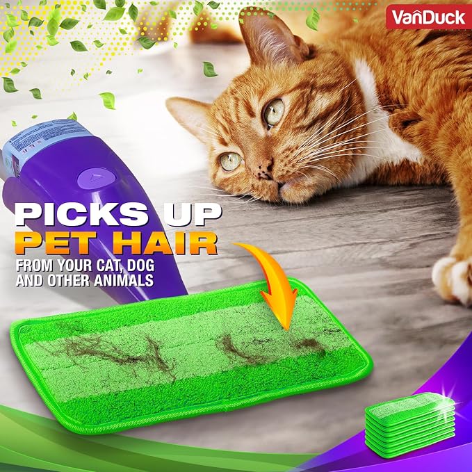 VanDuck Reusable Mop Pads for Swiffer WetJet Mops (4 Pack) | Washable wet mopping cloths, microfiber replacement refills, hardwood floor cleaning pads