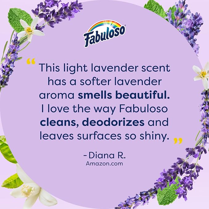 Fabuloso 2X Multi-Purpose Cleaner, No Rinse Floor Cleaner, Long-Lasting Freshness, Light Lavender Scent, 56 fl oz