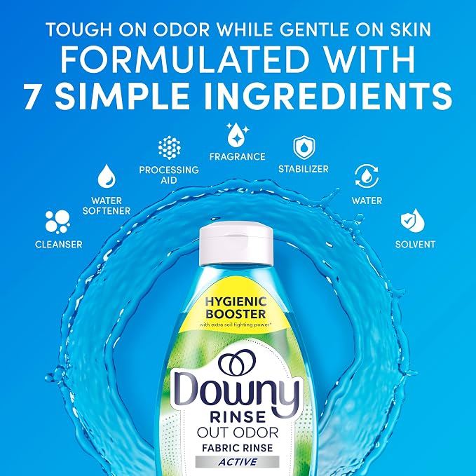 Downy RINSE & REFRESH Laundry Odor Remover and Fabric Softener for Activewear, Active Fresh Scent, 48 oz