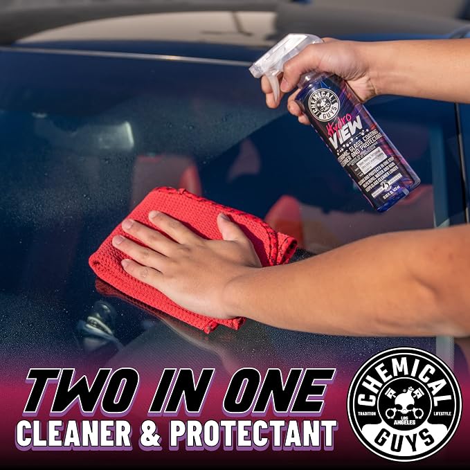 Chemical Guys, HydroView Ceramic Glass Cleaner & Coating for Windows, 16 oz | Cleans glass while adding a hydrophobic layer that beads water and cuts spots for clearer views in rain or fog
