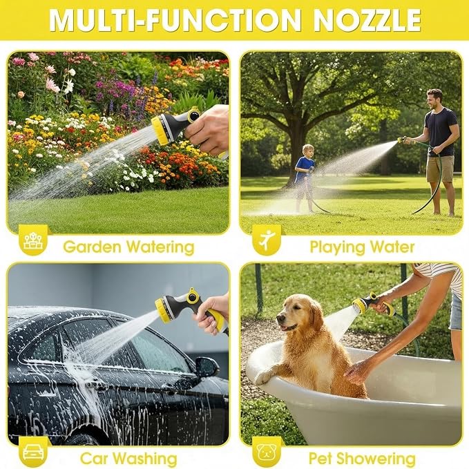 Garden Hose Nozzle Thumb Control with 10 Spray Patterns Water Hose Sprayer | Leak Proof On Off Valve Water Hose Nozzle Sprayer,One Hand Operation,Non-Slip Grip for Plants & Lawn Watering,Car&Pet Washing