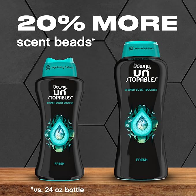 Downy Unstopables In-Wash Scent Booster Beads, Fresh Scent, 30.1 oz, Laundry Beads for Odor Protection, Black