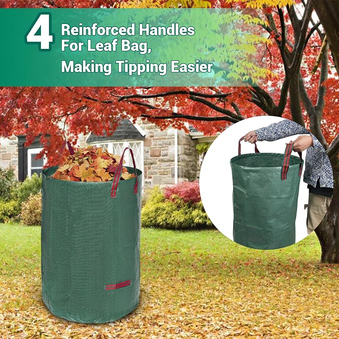 Adjustable Garden Rake for Leaves 36-73" Long Handle, 18" Wide, Heavy Duty with 25 Metal Tines ，Includes 32Gallon Leaf Bags，Designed for Lawns, Grass, Shrubs ，Flower Beds