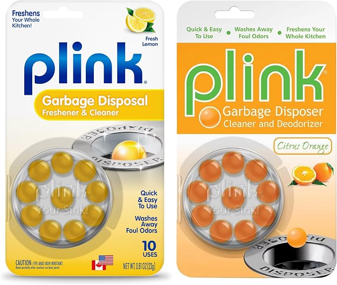 Plink Garbage Disposal Cleaner & Deodorizer, Freshener & Odor Removing Balls, Easy to Use - Original Fresh Lemon & Orange Scent - 20 Count