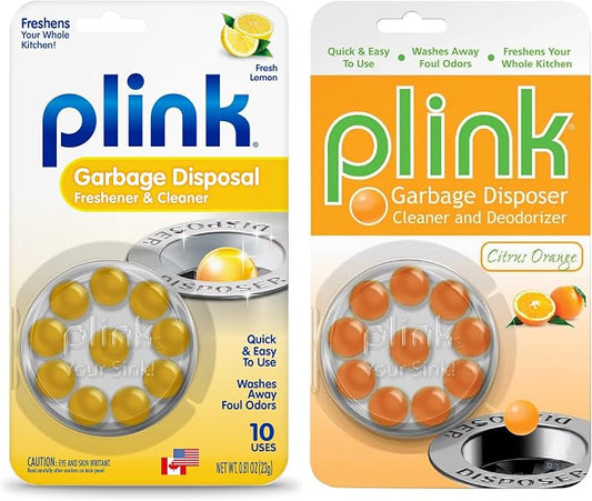 Plink Garbage Disposal Cleaner & Deodorizer, Freshener & Odor Removing Balls, Easy to Use - Original Fresh Lemon & Orange Scent - 20 Count