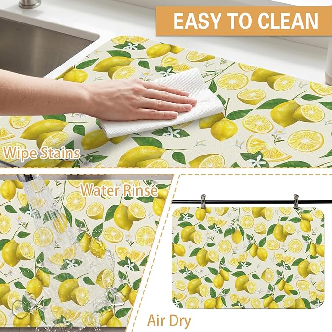 Kitchen Countertop Dish Drying Mat,Super Absorbent Coffee Bar Mat for Maker Espresso Machine, Anti-Slip Accessories for Kitchen Countertops 23x15 Inch
