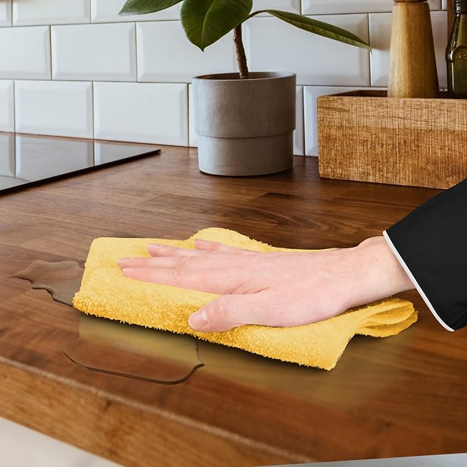 Avalon Towels Bar Towels (Pack of 60) Size 14x17 Inches – 100% Cotton, Absorbent and Reusable Cleaning Rags, Multipurpose Cleaning Towels, Terry Cloth Rags, Durable Shop Rags (Yellow)