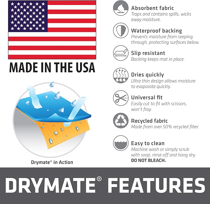 Drymate Jumbo XL Dish Drying Mat (19”x24”), Low-Profile, Super Absorbent, Quick Dry Fabric, Waterproof & Slip-Resistant, for Kitchen Counter, Trimmable, Easy to Clean (USA Made)(Taupe)