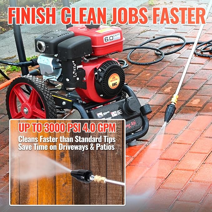 YAMATIC Pressure Washer Turbo Nozzle, 3000 PSI 4.0 GPM | 1/4" Quick Connector, 360° Rotating Spray Tips, Compatible with Ryobi, Greenworks, Craftsman, Troybilt, Simpson