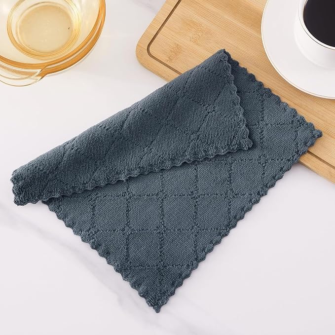 Homaxy 18 Pack Kitchen Dish Cloths (10 x 10 Inches, Dark Grey), Super Soft and Absorbent Coral Velvet Dish Towels, Nonstick Oil Fast Drying Microfiber Cleaning Cloth, No Lint Household Dishcloths