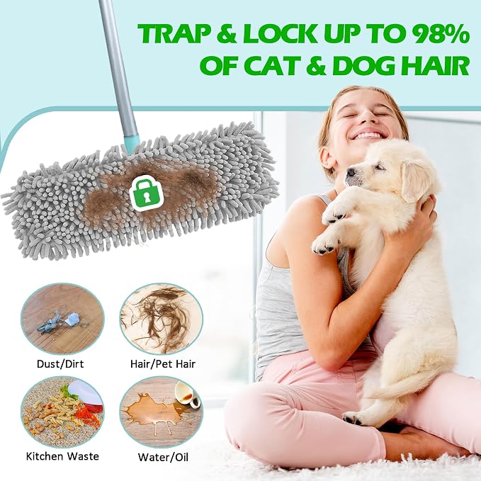 4PCS 13''~16'' Microfiber Dust Mop Pads Compatible with Leifheit 55210 | Reusable Mop Refills,Replacent Wet Mopping Pad & Washable Dry Sweeping Cloths for Hardwood Floor/Tile/Marble Cleaning