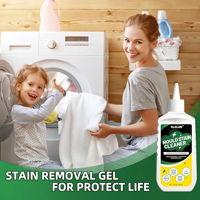 OLELON Mold Stain Remover Gel for Washing Machine Cleaner and Tile Grout | 2 Pack Mold Remover Gel for Washer Front Rubber Seal, Shower, Kitchen and Bathroom