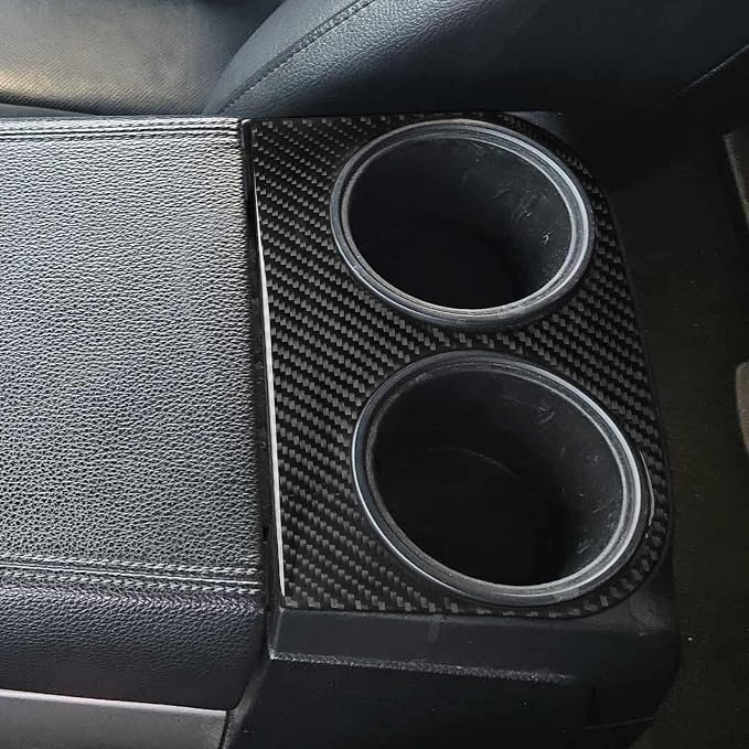Rear Cup Holder Panel Trim Stickers Fit for Ford Expedition 2007-2014 | Real Soft Carbon Fiber|Cup Holder Panel Decals Accessories Decorations|Thick Overlay|Anti-scratch|Self-adhesive