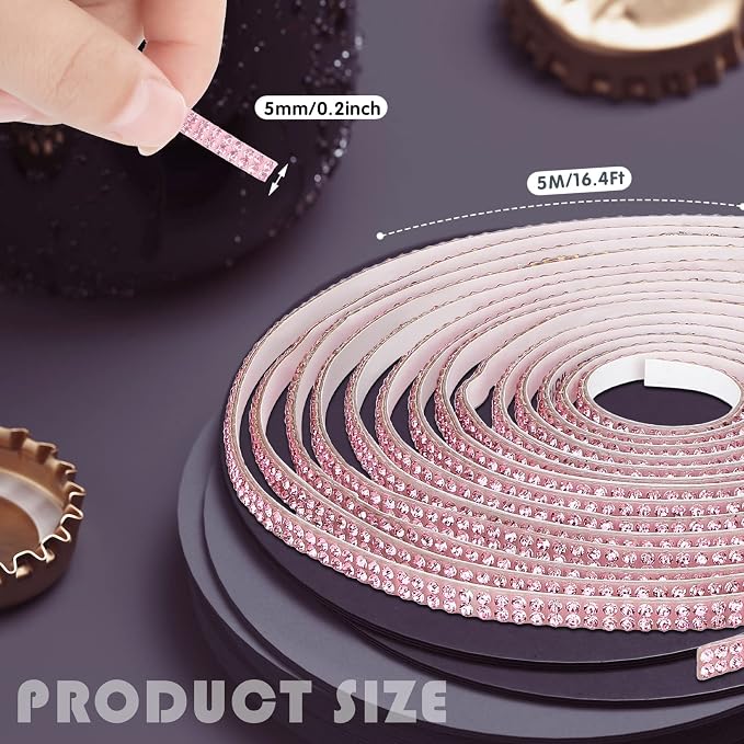 Kingdder 16.4 ft Bling Car Trim Self Adhesive Bling Car Accessories for Women Rhinestone Strip Glitter Diamond Sticker DIY Line Molding Dashboard Decal Shiny Auto Stuff for Interior Exterior Decor16