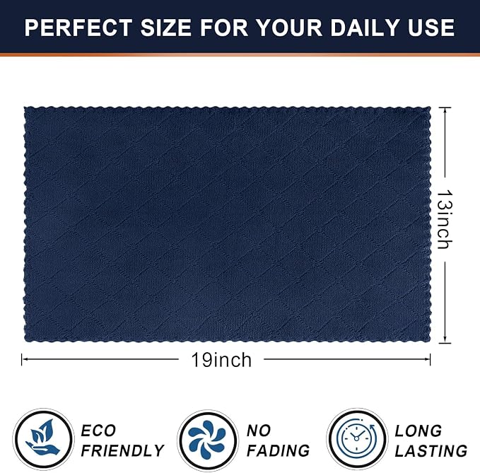 Homaxy 12 Pack Dish Towels for Kitchen (13 x 19 Inches, Navy Blue), Super Soft and Absorbent Coral Velvet Dish Cloths for Washing Dishes, Nonstick Oil Fast Drying Microfiber Cleaning Cloth