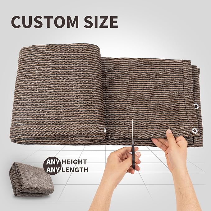 LOVE STORY Custom Size 2.6' x 35' Balcony Privacy Screen Cover, Brown | HDPE Fabric, 95% UV Block, Fence Screen for Patio, Railing Cover for Apartment, Privacy Protective, Custom Size Available