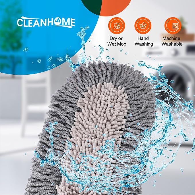 CLEANHOME Microfiber Dust Mop Replacement Pads for Hardwood Floor Cleaning | 3 Packs, Washable and Reusable Chenille Mop Pads