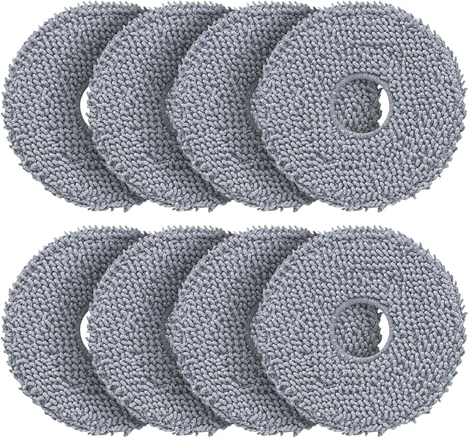 LOVECO 8 Pack Mop Pads Compatible with Roborock Qrevo Series Robot Vacuum | High Density Microfiber, Washable & Reusable, Super Absorbent, Strong Decontamination, Streak-Free, For Roborock Qrevo