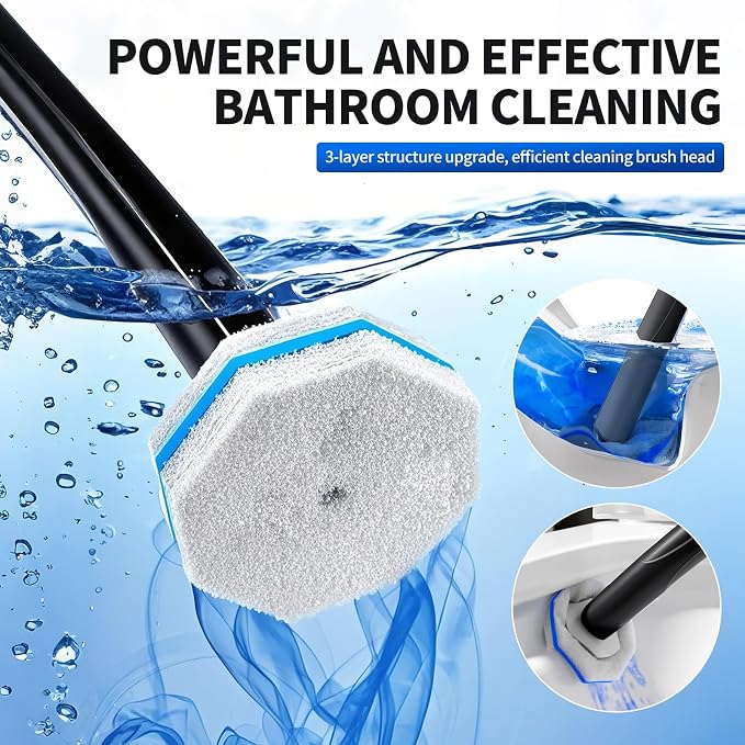 Disposable Toilet Brush - Toilet Bowl Cleaner, Toilet Cleaning Supplies, Toilet Brush with Holder, Toilet Bowl Cleaner Wands，40 Refills for Toilet Cleaning and Hygienic Bathroom Maintenance