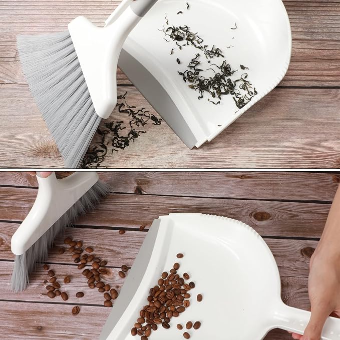 4 Sets Mini Dustpan and Brush Set Small Dustpan and Broom Set Portable Home Cleaning Supplies Brush and Dust Pan Combo with Handle for Desk Kitchen Keyboard Car Pet Waste
