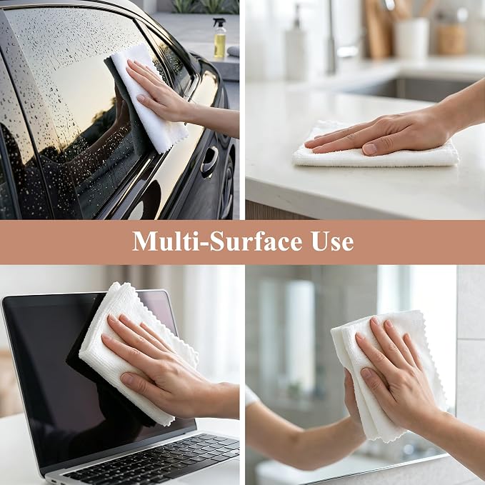 30 Pack Microfiber Cleaning Cloths, Dish Towels for Kitchen, Cleaning Rags for Car, Window, Bathroom, Household, Ultra Absorbent Cleaning Supplies Lint Free Streak Free, Reusable & Washable (White)