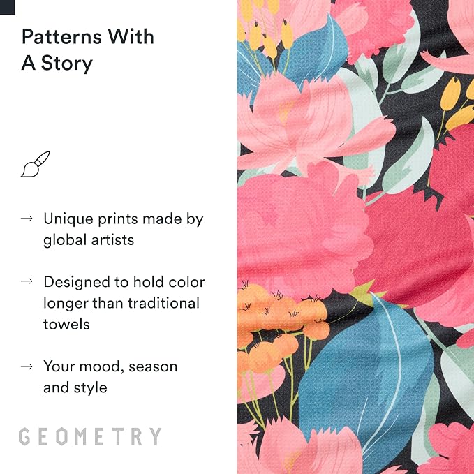 GEOMETRY Kitchen Tea Towels - Quick Dry Microfiber Dish Towels for Kitchen My Garden, 18" x 30" 1 Pack