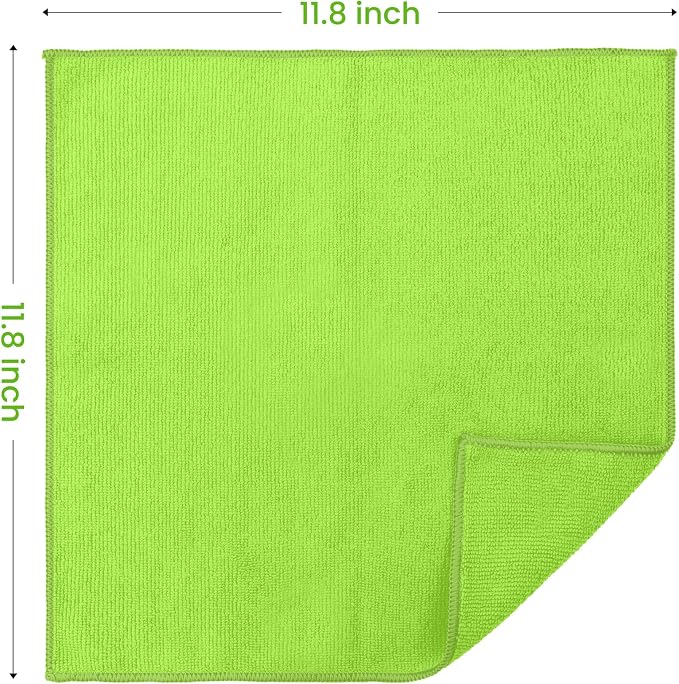 SIFANGKE Microfiber Cleaning Cloth, 12 Pack Limegreen Cleaning Rags for Housekeeping, Reusable Microfiber Towels for Car, Kitchen, Bathroom and Household Cleaning Supplies, 11.8"X11.8"
