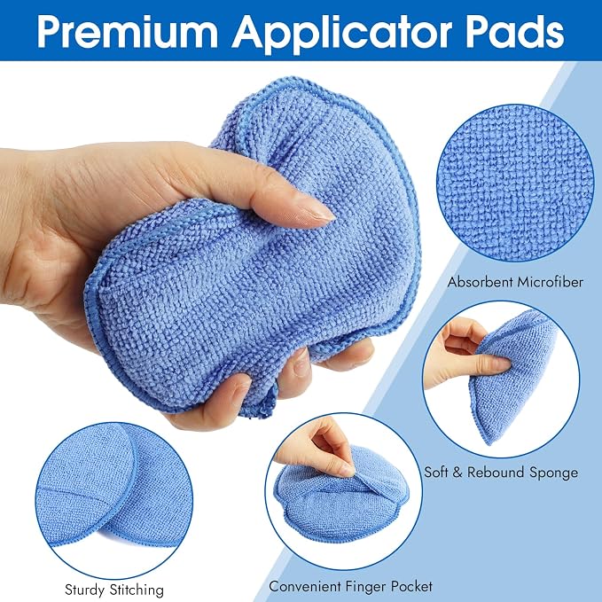 10 Pack Wax Applicator Pads Microfiber with Finger Pocket for Car Wax | Foam applicator pad with finger pocket, Scratch-free waxing for cars & household, Machine washable & reusable