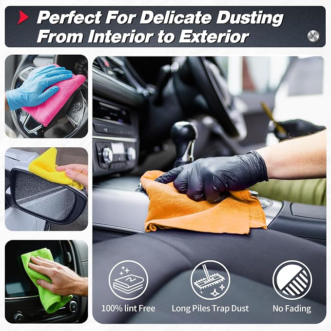 FIXSMITH Microfiber Cleaning Cloth, 100 Pack Shop Towels, Micro Fiber Cloth for Cleaning Car, All-Purpose Absorbent Cleaning Rags for Housekeeping, Dust Cloth for Office, Car Wash Towels, 12inx12in