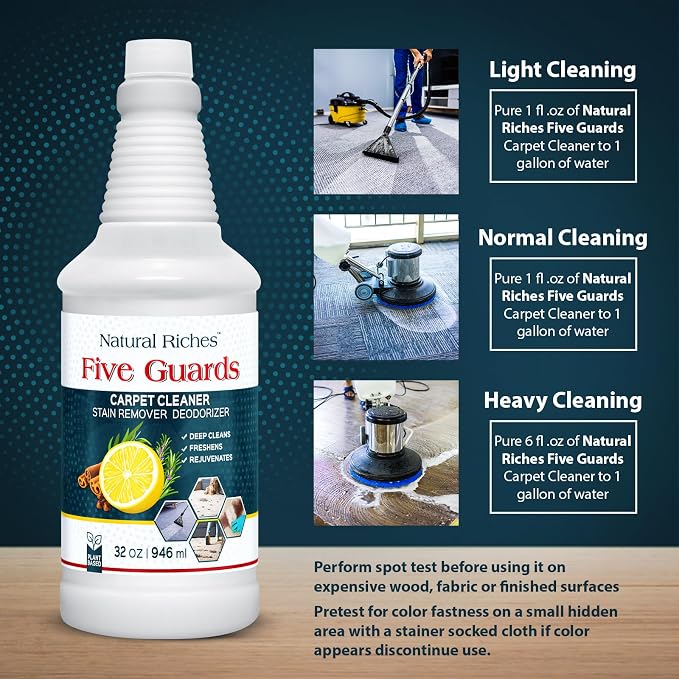 Natural Riches Upholstery Carpet Cleaner Shampoo 32 Fl Oz Machine Formula | Deep Cleansing Shampoo Removes Food Stains & Odors for Rugs & Upholstery - Natural Riches