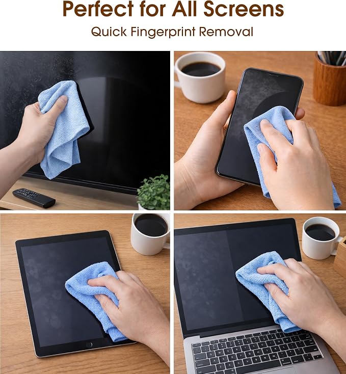 KitchLife Microfiber Cleaning Cloth Roll, 200 Pack - Tear-Away Microfiber Paper Towels, Lint-Free, Reusable, Washable for Kitchen, Car, Dishes, and Sensitive Surfaces (Blue)