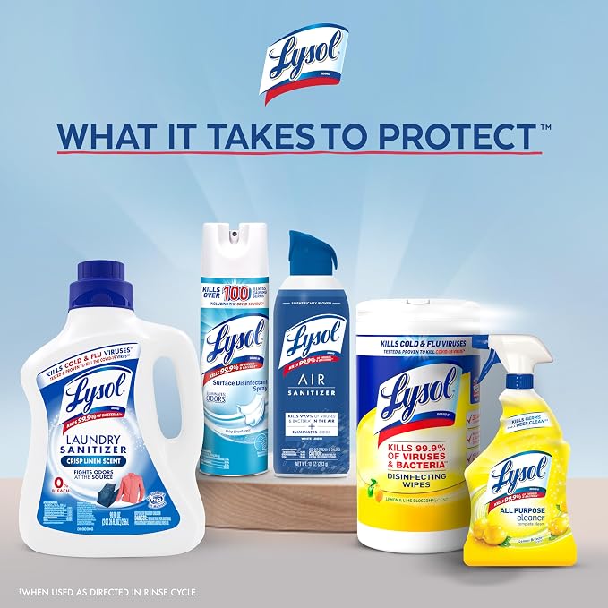 Lysol Disinfectant Laundry Sanitizer & Scent Booster, Laundry Detergent Additive, Color Safe Bleach Alternative, Laundry Odor Eliminator, Kills Bacteria & Viruses, Crisp Linen Scent, 41 Fl Oz Liquid