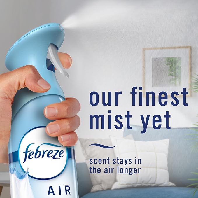 Febreze Air Mist, Air Freshener Spray, Odor Fighting Room Spray, Deodorizer for Home Bathroom Kitchen Office Apartment Dorm Room Classroom, Downy Calm Lavender & Vanilla Bean Scent, 8.1oz (Pack of 3)
