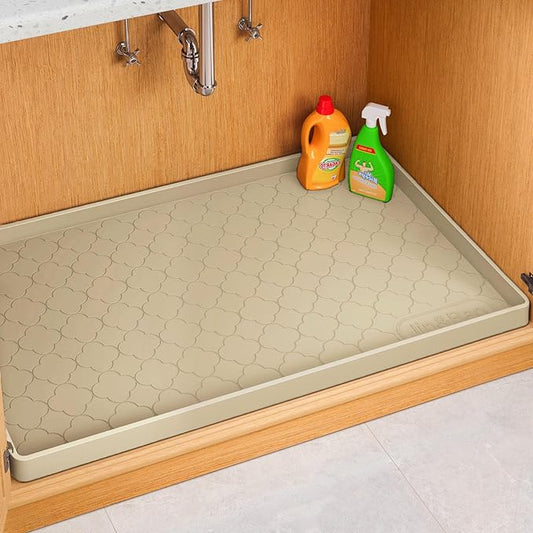 Jin&Bao Waterproof Under Sink Mat 37" x 22", Thick Silicone Mat Cabinet Protector for Kitchen and Bathroom, Shelf Liner, Home Organizer and Storage, Multipurpose Tray for Gadgets and Essentials
