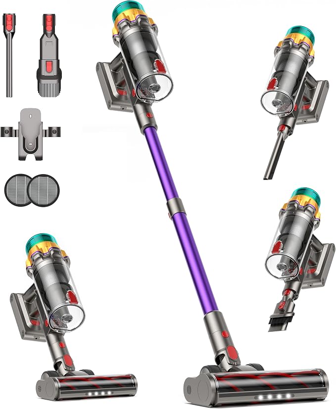 Cordless Vacuum Cleaner, 55KPA 650W 70Mins Extra-Large Dust Cup Cordless Stick Vacuum, Rechargeable Vacuum Cleaner with Self-Standing, Vacuum Cleaners for Home, Hardwood Floor, Carpet, Pet Hair