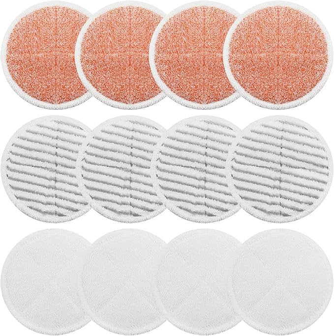 Spinwave Mop Pads Fit for Bissell Spinwave 20399 23157 23159 2039A 2124A 20393 2039T 2039W 20391 20395 2307 2315A Heavy Soft Scrubby Pads for Hardwood Floor Cleaning Replacement Pads(12Pack)