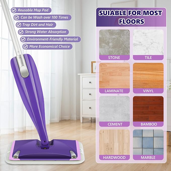 Reusable Mop Pads Compatible with Swiffer Wet Jet, Wet Jet Pads Refills for Swiffer Mop, Microfiber Replacement Pads for Hardwood Floor Cleaning, Dry Wet Mopping Cloths for 12" Wet Jet Refill, 4 Pack