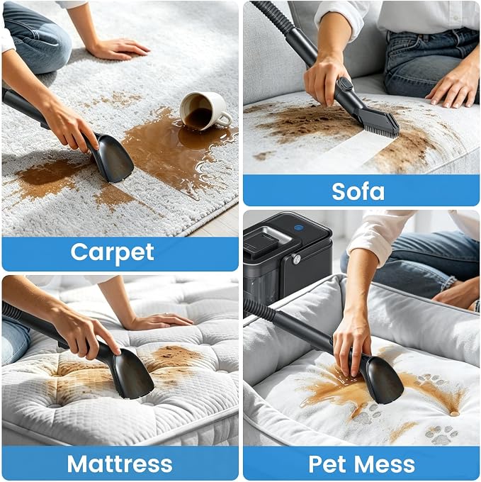 Portable Carpet Spot Cleaner Machine, Handheld Upholstery Cleaner with Pet Hair Brush & Cleaning Solution, for Pet Stains Couch Furniture Household Fabric Cleaning