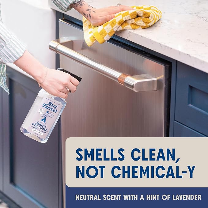 Aunt Fannie's Stainless Steel Spray Cleaner, Powered by Vinegar, Fingerprint and Residue Remover for Refrigerator, Dishwasher, Oven, Grill, Sink, Stovetop, and Other Appliances, Pack of 6