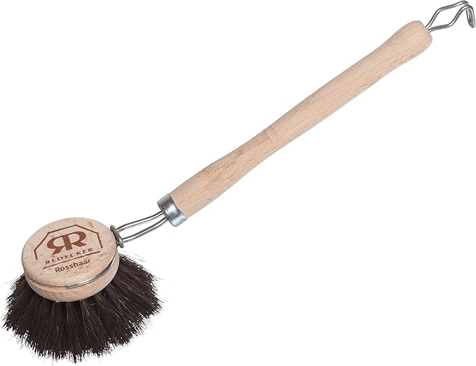 Redecker Dish Brush, Horsehair Bristles, 2 Inch Round, Single – Wooden Dish Brush for Glassware & Everyday Dishwashing, Made in Germany