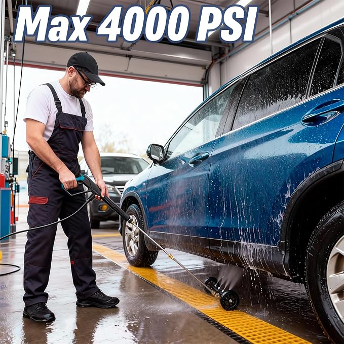 16" Undercarriage Pressure Washer Attachment, Water Broom | Under Carriage Car Cleaner, Electric Power Wash Accessories with 3 Pieces Extension Wand, 1/4" Connector, 4000 PSI, Black