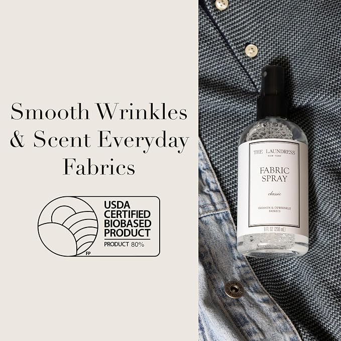 The Laundress Classic Fabric Spray,Wrinkle Release Spray,Upholstery and Linen-Spray,Fabric Refresher,Clean Laundry Scent,8 Fl Oz,(Pack of 2)