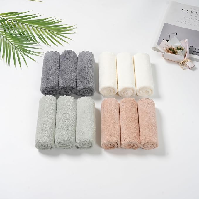 12 Pack Cleaning Cloth,Ultra Soft Absorbent Quick Drying Microfiber Cleaning rags,No scratches,Reusable,Washable,Lint Free Cleaning Towels for Kitchen,Window,Glass,car,11.8"×11.8",(Multicolor)