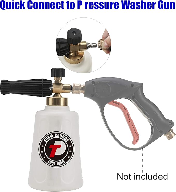 Tool Daily Pressure Washer Foam Cannon, Additional Orifice Nozzle 1.1mm | Adjustable Snow Foam Lance for Car Wash, 1/4 Inch Quick Connect, 1.5 Liter