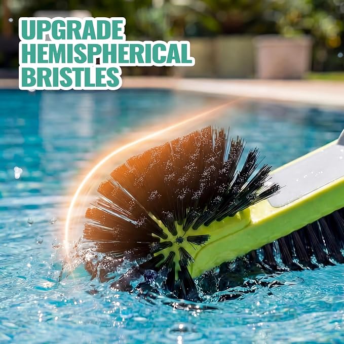 Pool Brush Head - Round Ends, Hemispherical Bristles, Charcoal | Scrub Brush for Walls, Heavy Duty Inground/Above Ground Swimming Pool,Tile Flooring Vinyl Pools Fiberglass Fits Φ1.25” Poles
