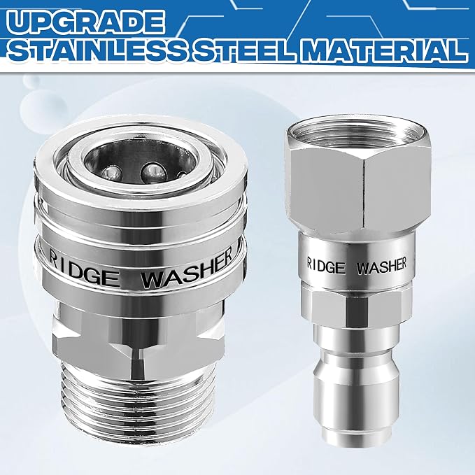 Pressure Washer Swivel Adapter, M22 14mm to 3/8" Quick Connect | Stainless Steel, 2 Pack, Quick Disconnect for Power Washer Hose, 5000 PSI