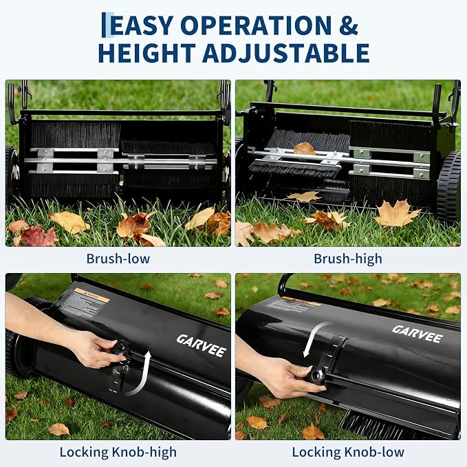 Push Lawn Sweeper 26Inch-Heavy Duty Walk Behind Leaf Collector and Yard Sweeper for Outdoor,Patio,Driveway,Garden Grass Sweepers,4 High Speed Spinning Brush,7 Cu. ft. Hopper Capacity | Yard Sweeper for Outdoor,Patio,Driveway,Garden Grass Sweepers,4 Hig...