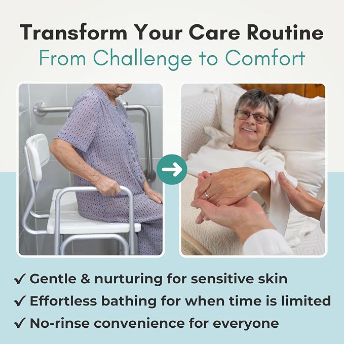 Nurture XL Ultra Thick Body Wipes for Adults with Aloe No Rinse Cleansing | 40 Extra Large Disposable Cloth Wet Cleansing, No Rinse Bathing Washcloths, Waterless Shower Towels for Elderly & Bedridden